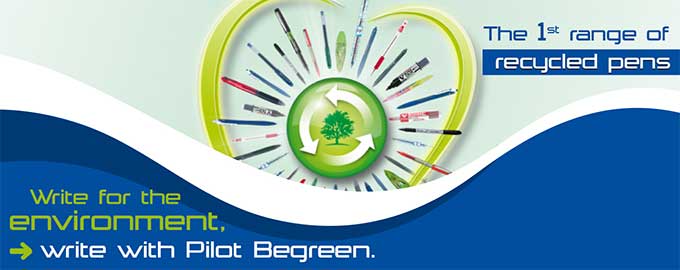 Pilot Begreen Recycled Ink Pens Banner