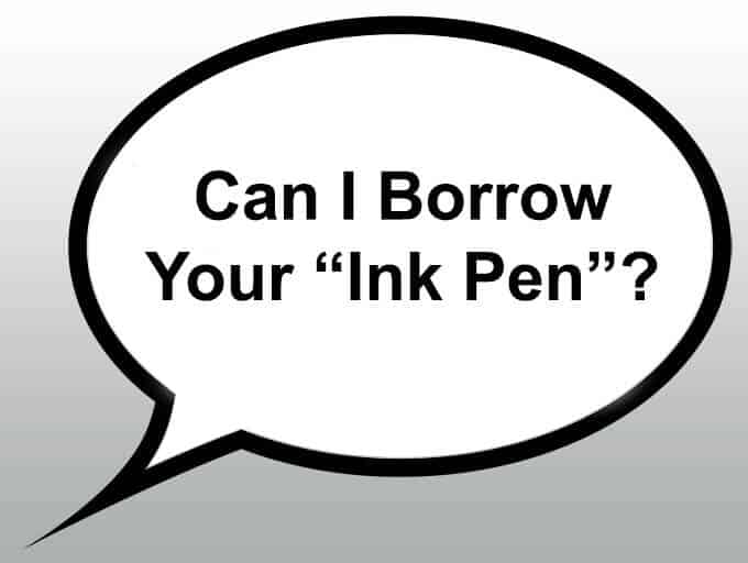 Speech bubble borrow ink pen